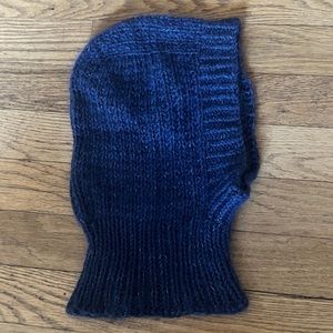 Merino wool silk mohair balaclava, deep blue color